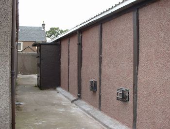 huts at the rear of the old school gym